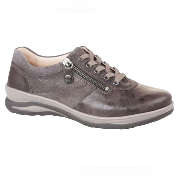 FIDELIO Hallux Haley Side Zip Leather Fossil Grey Shoes Women's Size 9.5 UK 7 - Picture 1 of 16